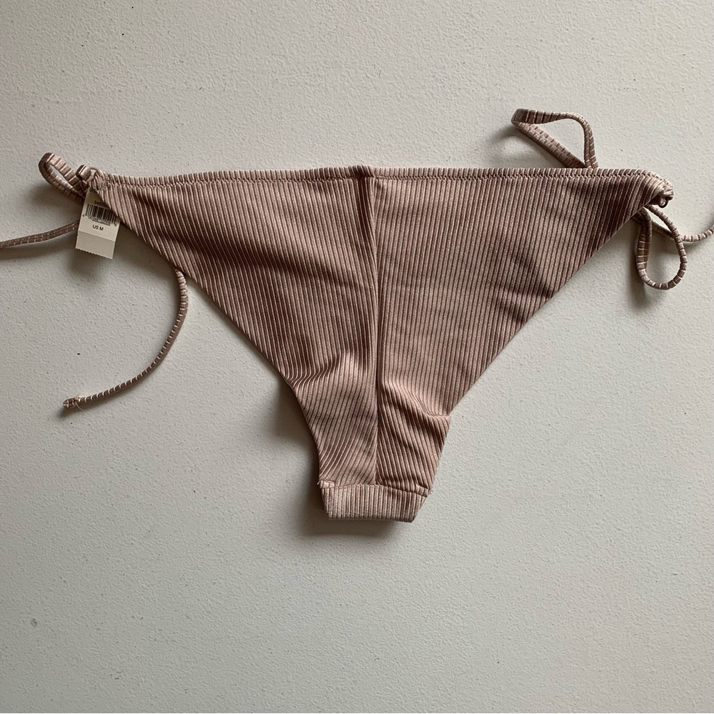 aerie Ribbed Tie-Side Bikini Bottoms in Mauve Taupe - Picture 4 of 12